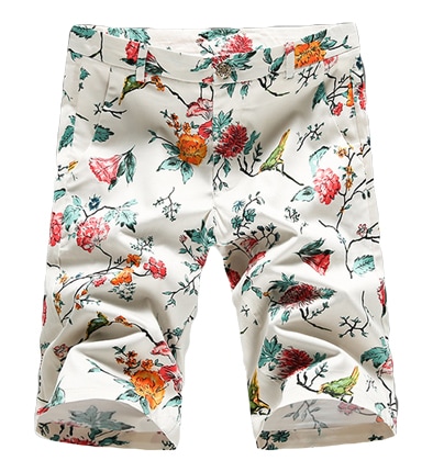 Absolutely Elegant Mens Off-White Floral Bermuda Shorts at PILAEO
